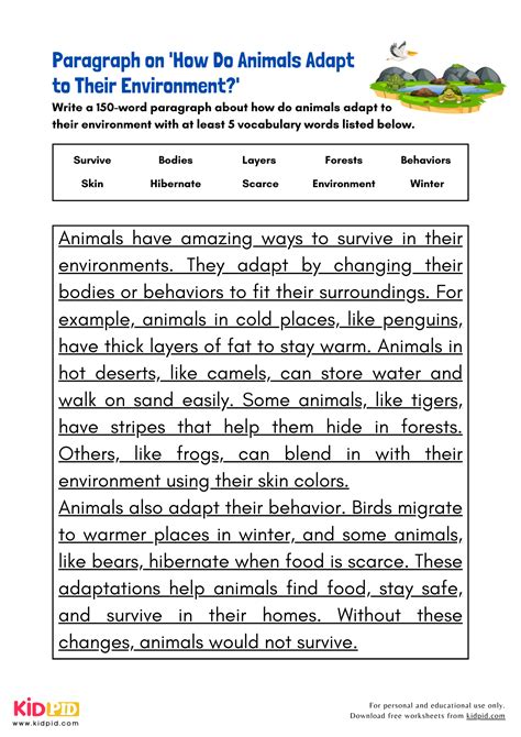 Paragraph on 'How Do Animals Adapt to Their Environment?' - Kidpid