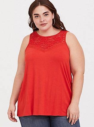 Super Soft Orange Lace Swing Tank, VALIANT POPPY | Tank top fashion ...
