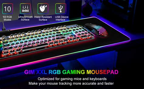 EASEMO Gaming Mouse Pad, RGB Mouse Mat XXL Large (35.4 x 15.75 in) with ...