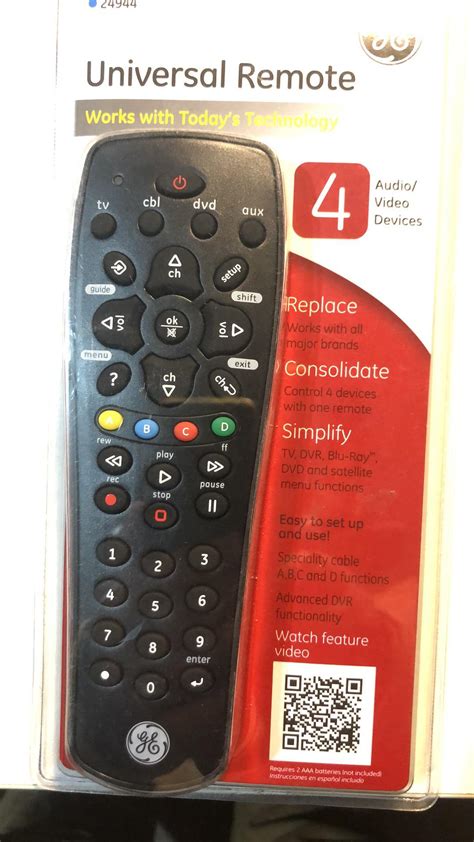 GE universal remote 4 audio video devices - Mart31