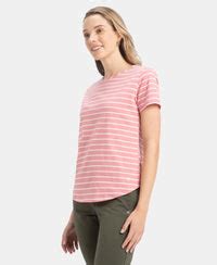 Buy Super Combed Cotton Stripe Fabric Relaxed Fit Round Neck Half ...