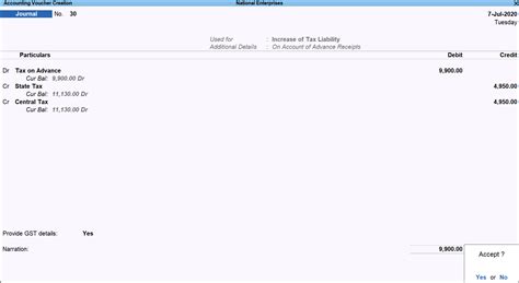 GST Advance Receipts