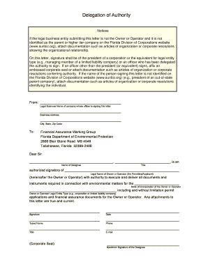 Fillable Online Delegation of Authority (Sample). signature ...