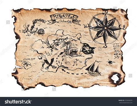 Old Antique Pirates Treasure Map. Stock Photo 222609079 : Shutterstock