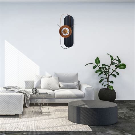 Black Abstract Vertical Wall Clock for Living Room | The Brand Barrel