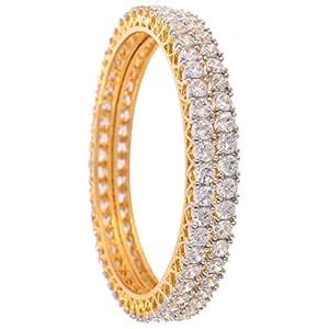 Buy Ratnavali Jewels American Diamond Gold Plated Traditional Bangle CZ ...
