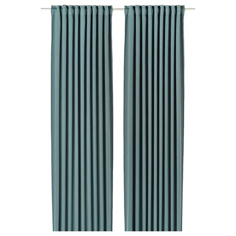 MAJGULL room darkening curtains, 1 pair, dark grey-turquoise/with ...