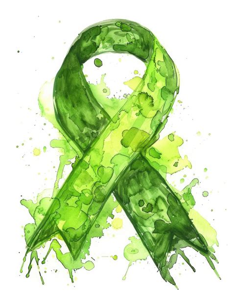 Premium Photo | Watercolor Lime Green Cancer Ribbon Symbol of Hope and ...