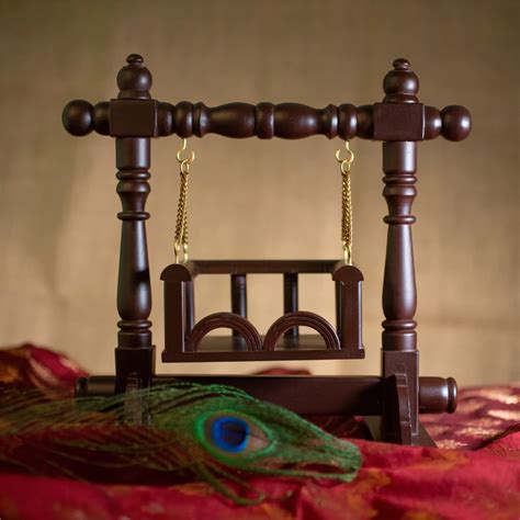 Demiwall Mango Wood Wood Laddu Gopal Jhula | Wooden Pooja Palana/Swing