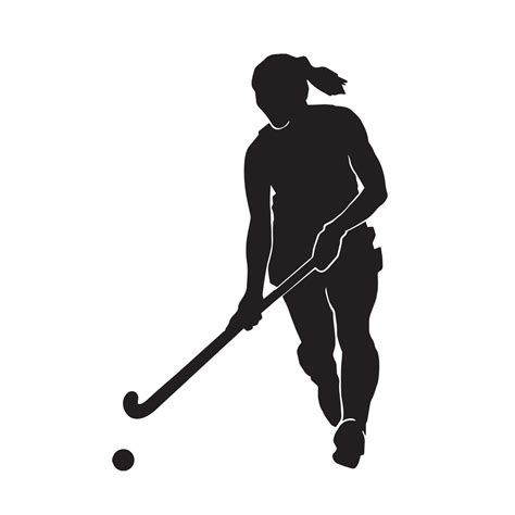 Female field hockey athlete vector silhouette on white background ...