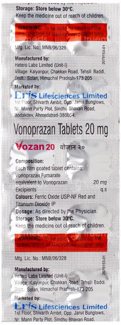 Vozan 20 Tablet 10 - Uses, Side Effects, Dosage, Price | Truemeds