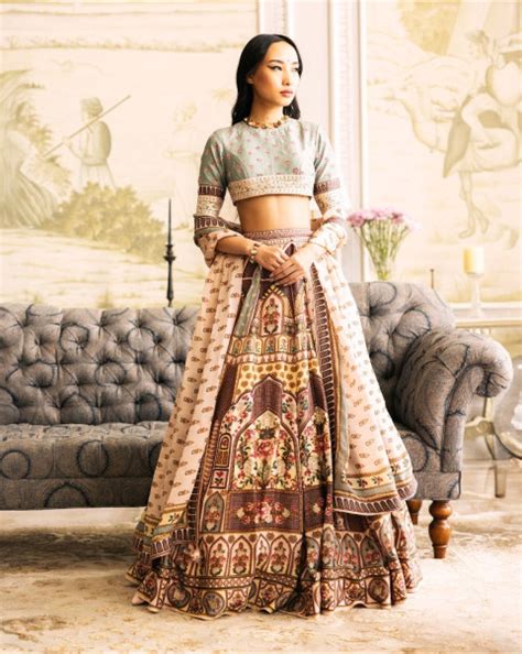 Shop for multicoloured printed lehenga set online