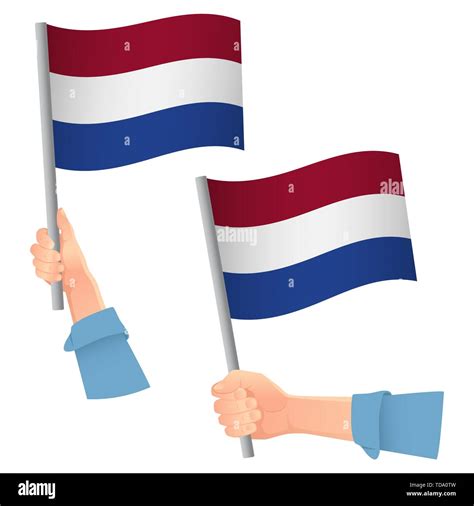 Netherlands flag in hand. Patriotic background. National flag of Netherlands illustration Stock ...