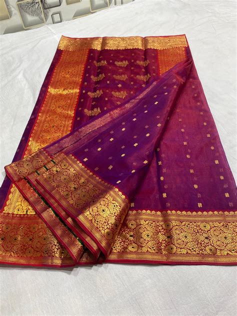 Buy Melanzane Color Organza Chanderi Katan Silk Saree NA-764 Online in ...