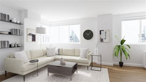 minimalist living room and kitchen