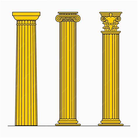 Doric, ionic and corinthian columns | Premium Vector