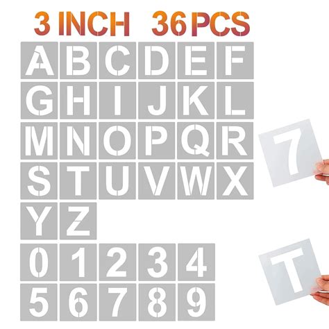 Yeajon 3 Inch Letter & Numbers, 36 Pc Alphabet Art Craft Stencils ...