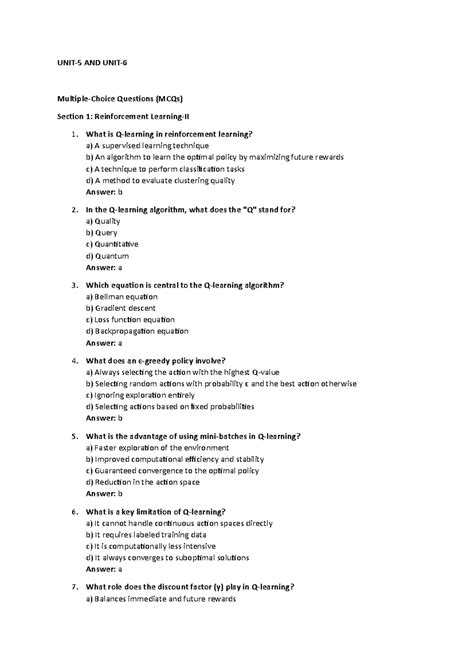 Reinforcement Learning & Recommender Systems MCQs - Machine Learning II ...