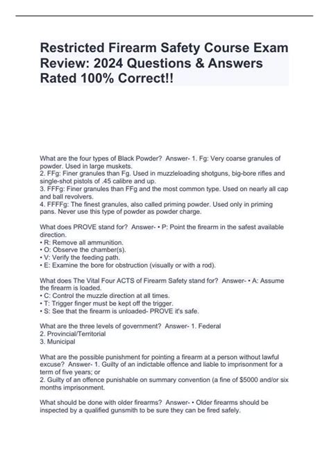 Restricted Firearm Safety Course Exam Review: 2024 Questions & Answers ...
