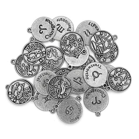 Cousin DIY Zodiac Charm Set for Jewelry Making, Set of 24, Silver, 24 ...