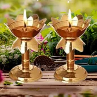 Buy Denique Pure Brass Lotus Shape Pillar Diya for Puja Temaple ...