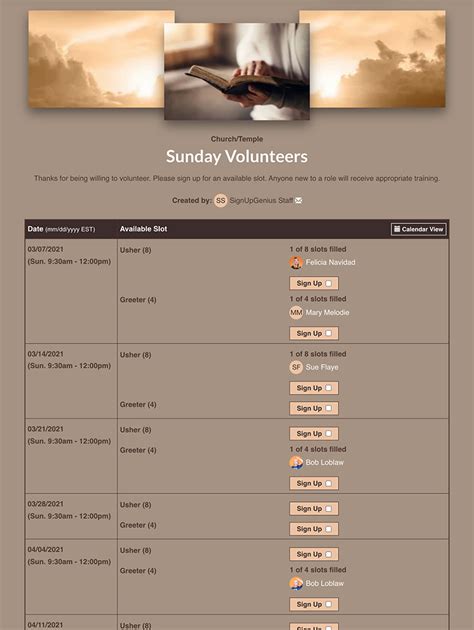 Image result for SignUpGenius Types of Sign UPS