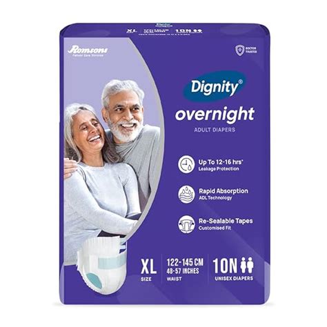 DIGNITY Overnight Tape Style Adult Diapers - XL (10 Pieces) With ...