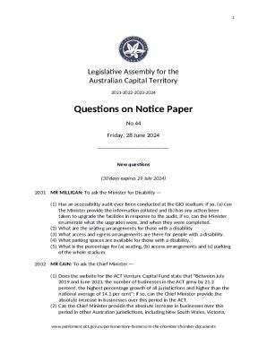 Order Paper and Notice Paper No. 337 Doc Template | pdfFiller
