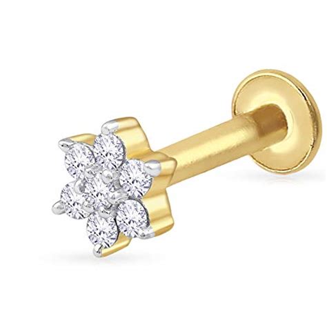 Buy Malabar Gold and Diamonds 18KT Yellow Gold and Diamond Nose Pin for ...