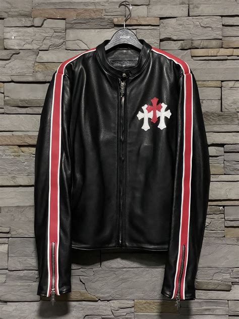 Chrome Hearts Chrome Hearts Leather Rider Jacket Red White Cross ...