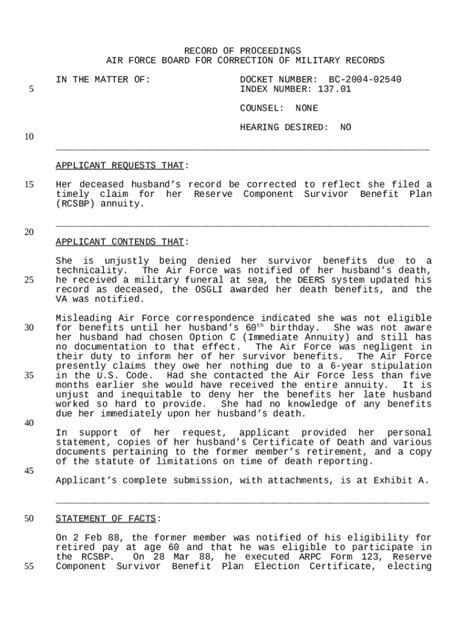 IN THE MATTER OF:DOCKET NUMBER:BC-2004-02540 - boards law af Doc ...