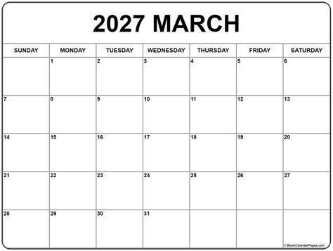 March 2027 calendar | free printable calendars