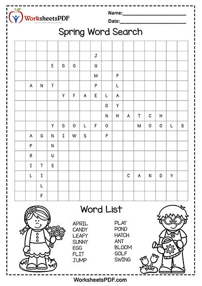 Image result for Spring Word Search Printable PDF