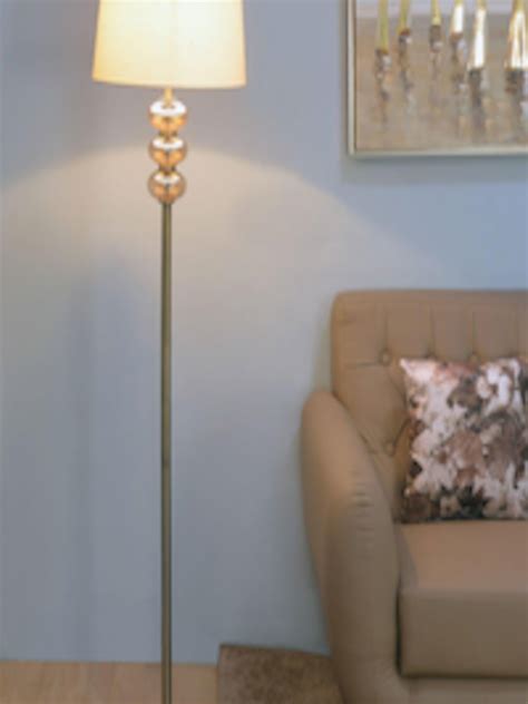 Buy Athome By Nilkamal Beige & Gold Toned Solid Floor Lamp With Shade ...