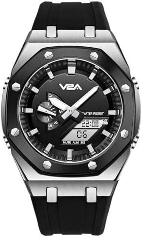 V2A Allure Octagonal Screw Case Analogue-Digital Watch for Men, Silicon ...