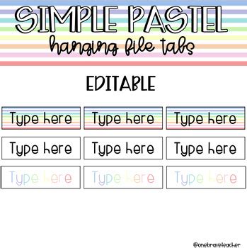 Simple Pastel Hanging File Labels by onebraveteacher | TPT
