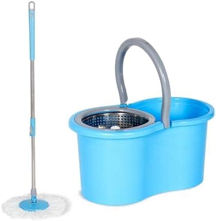 Gala Aqua Spin Mop with 4 Wheels & Big Bucket with 2 Microfiber Refills ...