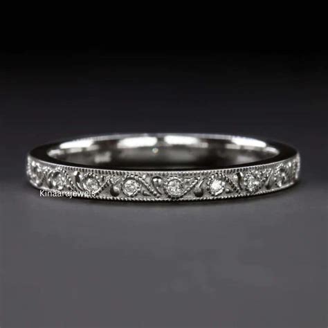Vintage Style Filigree Wedding Band Full Eternity Art Deco Band 10K-14K ...