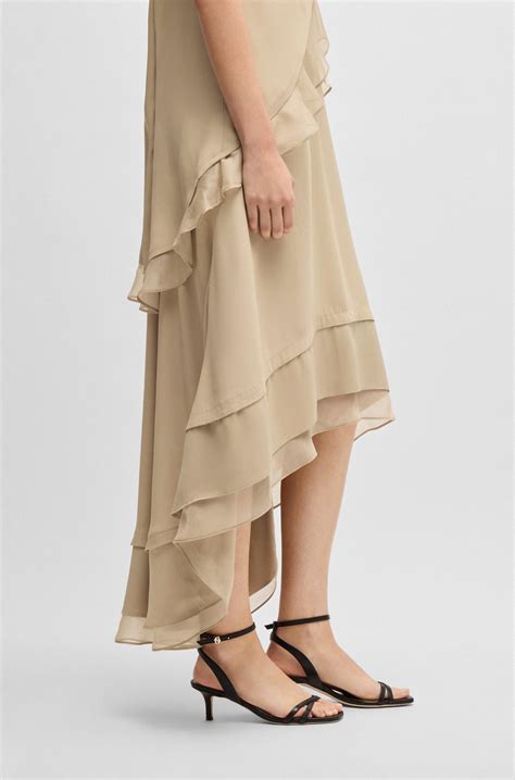 BOSS - Layered satin dress with silk inserts - Beige