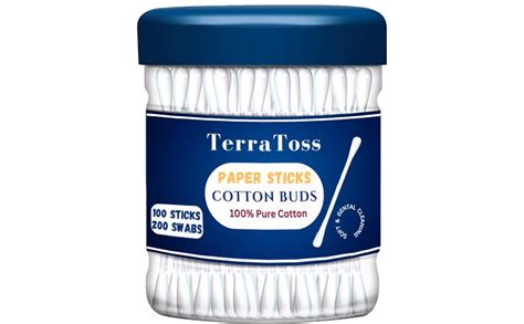 Buy TerraToss Cotton Ear Buds [200 Tips] | Premium Paper Stick Cotton ...