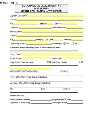 Fillable Online state sd Grant Application - State of South Dakota ...