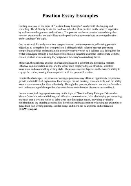 Image result for Sample Position Paper Essay Example