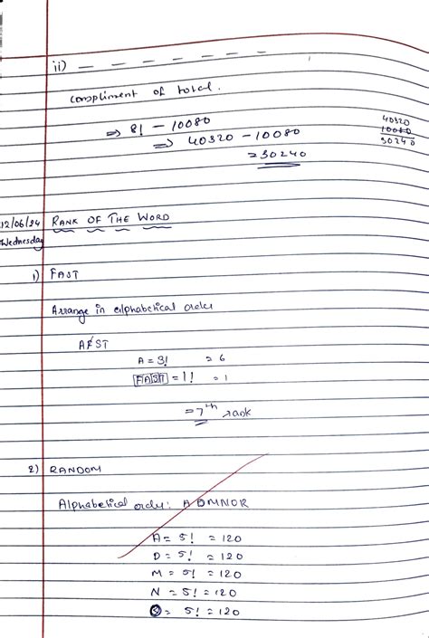 RANK Notes - ii) compliment of total 8! 10080 40320 10080 30240 230240 ...