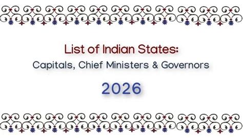 List of Indian States: Capitals, Chief Ministers & Governors 2026 (Updated)
