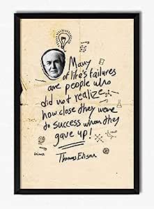 Seven Rays Thomas Edison Failures Success Framed (With Glass) Poster ...