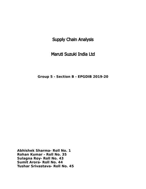 SCM Analysis-MSIL-Group 5 - Supply Chain Analysis Maruti Suzuki India ...