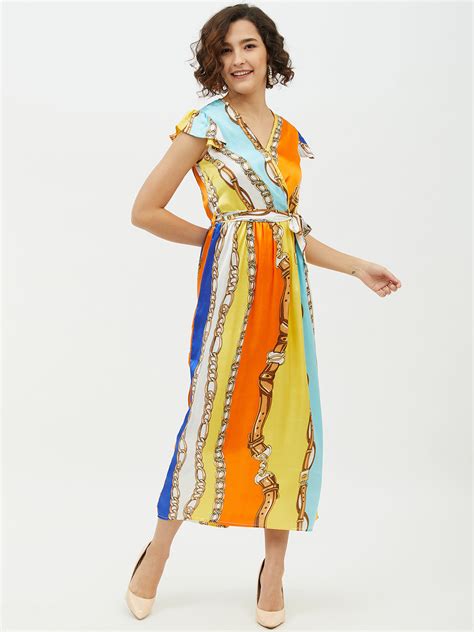 Women's Satin Chain Print Long Dress – Stylestone