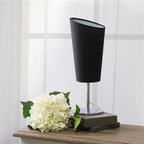 Simple Designs 12.4-in Black Rotary Socket Table Lamp with Fabric Shade ...