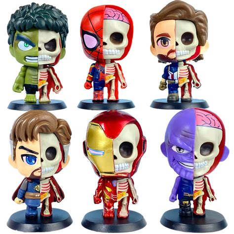 Avengers skeleton (8 cm /Set of 6), Half Anatomy Figure, Chibi PVC Ani