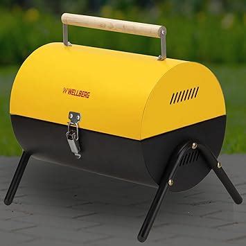 WELLBERG Luxury Drum Charcoal Barbeque Grill With Food grade 6 Skewers ...